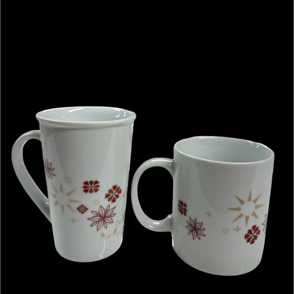 STARBUCKS Christmas 2013 Holiday Red Snowflakes Coffee Mugs‎ Cups - Picture 2 of 7